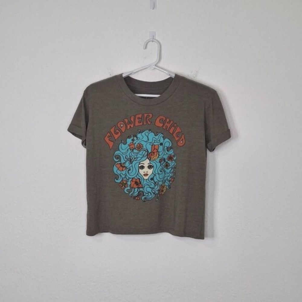 Life Clothing Co Flower Child Graphic Tee Crop Sz S Oversized Boho Hippie 70s